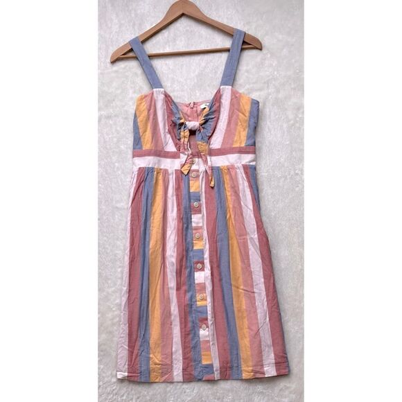 Madewell Tie-Front Cutout Dress in Sherbet Stripe, Size 6 - Picture 5 of 14